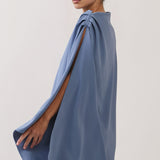 Asymmetric Draped Cape Blouse