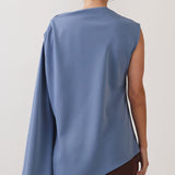 Asymmetric Draped Cape Blouse