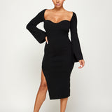 Bare Neck Knit Midi Dress