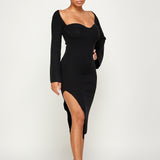 Bare Neck Knit Midi Dress