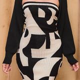 Sweater Strapless Midi Dress & Bolero Style Cardigan Set