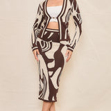 Jacquard Pencil Shape Sweater Midi Skirt (SKIRT ONLY)