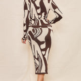 Jacquard Pencil Shape Sweater Midi Skirt (SKIRT ONLY)