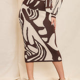 Jacquard Pencil Shape Sweater Midi Skirt (SKIRT ONLY)