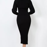 Sweater Chain Strap Midi Dress & Bolero Style Cardigan Set