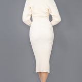 Sweater Chain Strap Midi Dress & Bolero Style Cardigan Set