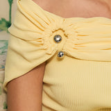 Off Shoulder Ribbed Knit top