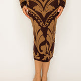 Jacquard Sweater Pencil Shape Midi Skirt (SKIRT ONLY)