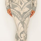 Jacquard Sweater Pencil Shape Midi Skirt (SKIRT ONLY)