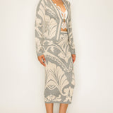 Jacquard Sweater Pencil Shape Midi Skirt (SKIRT ONLY)