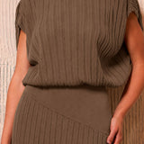 Pleated Knit Top & Maxi Skirt Set