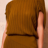 Pleated Knit Top & Maxi Skirt Set