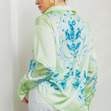 Button Down Satin Shirt Blouse