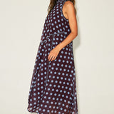 Polka Dot Mock Neck Asymmetrical Midi Dress