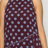 Polka Dot Mock Neck Asymmetrical Midi Dress