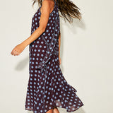 Polka Dot Mock Neck Asymmetrical Midi Dress