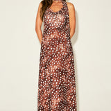 Abstract Dot Print Scarf Detail Halter Maxi Dress