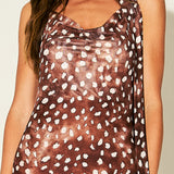 Abstract Dot Print Scarf Detail Halter Maxi Dress
