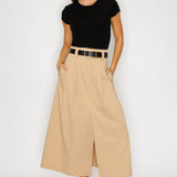 Two-Tone Knit Midi Dress with Belt