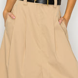 Two-Tone Knit Midi Dress with Belt