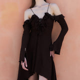 Romantic Ruffled Lace-Up Midi Dress