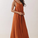 Knotted Strap Flowy Maxi Dress