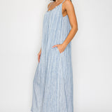Asymmetric Twist-Strap Maxi Dress with Bead Detail