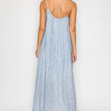 Asymmetric Twist-Strap Maxi Dress with Bead Detail