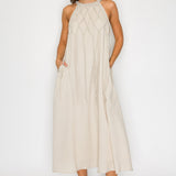 Halter-Neck Midi Dress with Tassel Detail