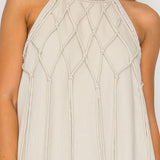 Halter-Neck Midi Dress with Tassel Detail