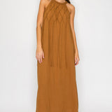 Halter-Neck Midi Dress with Tassel Detail