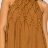 Halter-Neck Midi Dress with Tassel Detail
