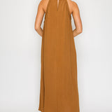 Halter-Neck Midi Dress with Tassel Detail