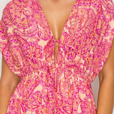 Paisley Deep V-neckline Tie-Front Maxi Dress