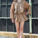 Hooded Zip-Up Jacket & Bubble Mini Skirt (SKIRT ONLY)