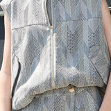Chevron Jacquard Zip-Up Sleeveless Top & Shorts (TOP ONLY)