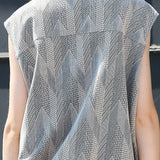 Chevron Jacquard Zip-Up Sleeveless Top & Shorts (TOP ONLY)