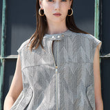 Chevron Jacquard Zip-Up Sleeveless Top & Shorts (TOP ONLY)