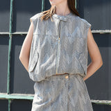 Chevron Jacquard Zip-Up Sleeveless Top & Shorts (SHORTS ONLY)
