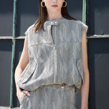 Chevron Jacquard Zip-Up Sleeveless Top & Shorts (TOP ONLY)