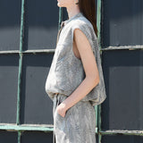 Chevron Jacquard Zip-Up Sleeveless Top & Shorts (TOP ONLY)