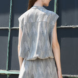 Chevron Jacquard Zip-Up Sleeveless Top & Shorts (TOP ONLY)