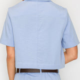 Short Sleeve Cropped Blazer & Pleated Wide Culotte Pants Set (JACKET ONLY)
