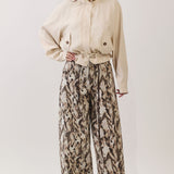 Animal Print Barrel Leg Pants With Belt