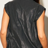 High Neck Faux Leather Zip-Up Vest