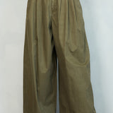 Washed Wide-Leg Pleated Pants