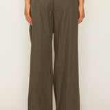 Crinkled Wide-Leg Pants with Drawcord Hem