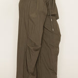 Crinkled Wide-Leg Pants with Drawcord Hem