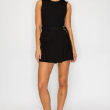 Ribbed Top Layered Belted Skort