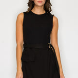 Ribbed Top Layered Belted Skort
